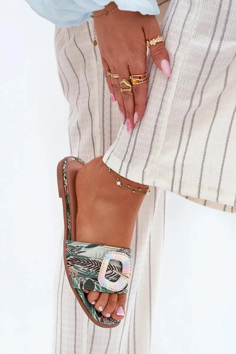 Klapki Damskie Klasyczne>Boto Płaskie Klapki Damskie Z Ozdobną Klamrą Multikolor Clariola Wielokolorowy