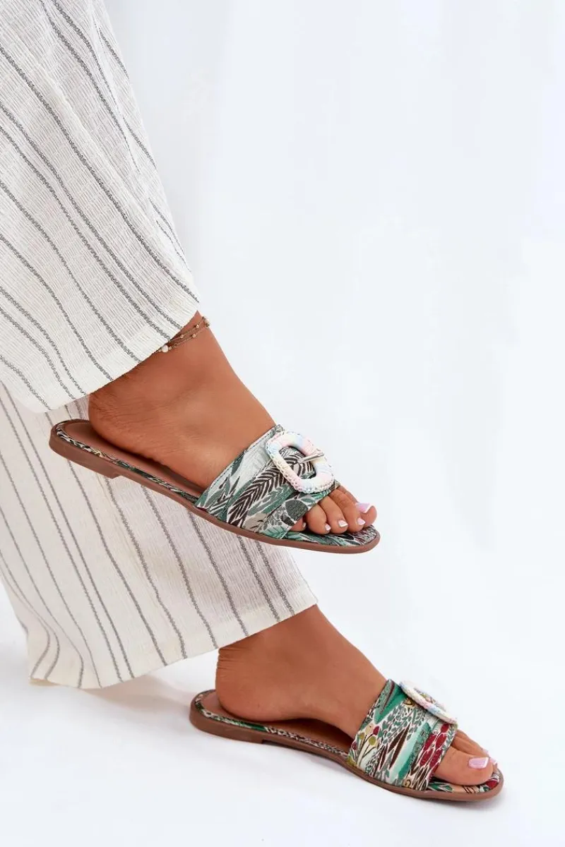 Klapki Damskie Klasyczne>Boto Płaskie Klapki Damskie Z Ozdobną Klamrą Multikolor Clariola Wielokolorowy