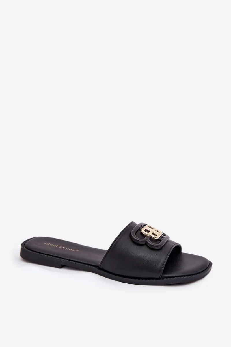 Best Boto Płaskie Klapki Damskie Z Ozdobnym Detalem Czarne Nenitta Czarny