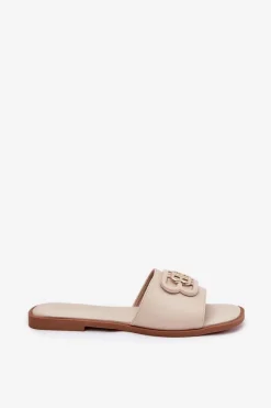 Outlet Płaskie Klapki Damskie Z Ozdobnym Detalem Beżowe Nenitta Damskie Klapki Damskie Klasyczne
