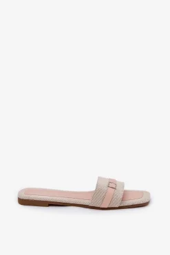 Discount Boto Płaskie Klapki Damskie Z Paskiem I Sprzączką Beżowe Zilina Beżowy