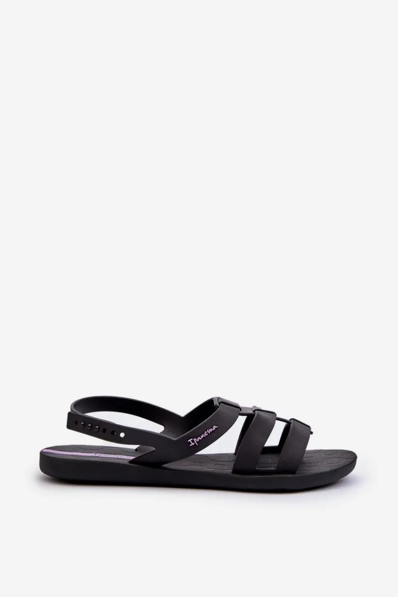 Outlet Płaskie Sandały Damskie 83516 Style Sandal Fem Czarne Damskie Sandały Gumowe|Sandały Płaskie
