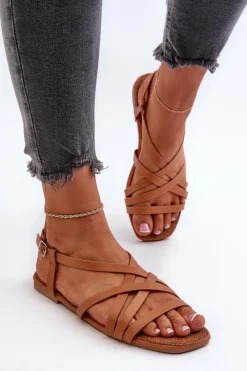 Hot Big Star Shoes Płaskie Sandały Damskie Big Star NN274013 Camel