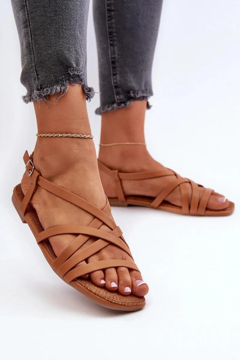 Hot Big Star Shoes Płaskie Sandały Damskie Big Star NN274013 Camel