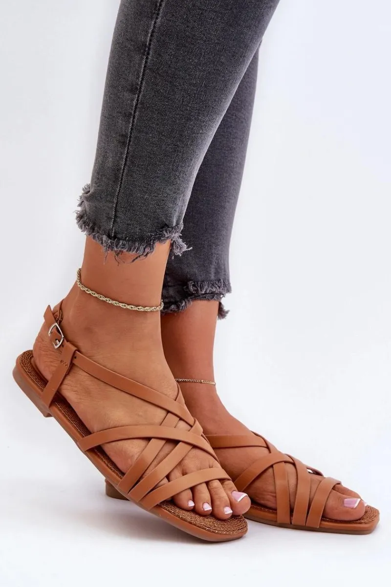 Hot Big Star Shoes Płaskie Sandały Damskie Big Star NN274013 Camel