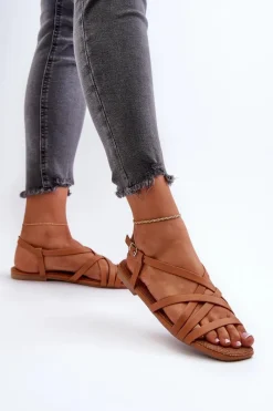 Hot Big Star Shoes Płaskie Sandały Damskie Big Star NN274013 Camel