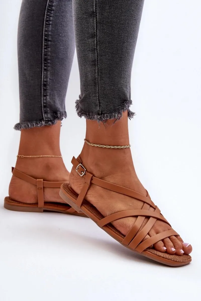 Hot Big Star Shoes Płaskie Sandały Damskie Big Star NN274013 Camel