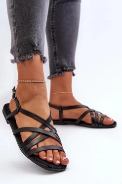 Discount Płaskie Sandały Damskie Big Star NN274011 Czarne Damskie Sandały Big Star|Sandały Płaskie