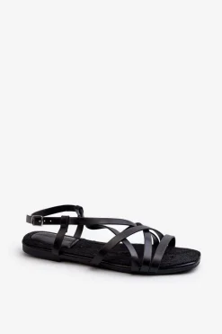 Discount Płaskie Sandały Damskie Big Star NN274011 Czarne Damskie Sandały Big Star|Sandały Płaskie