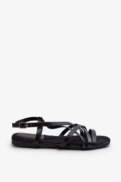 Discount Płaskie Sandały Damskie Big Star NN274011 Czarne Damskie Sandały Big Star|Sandały Płaskie