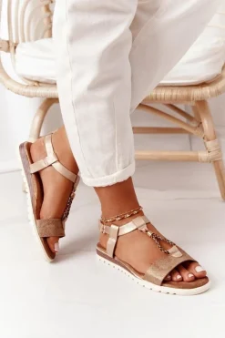 Outlet Evento Płaskie Sandały Damskie Miedziane Willow