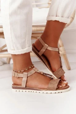 Outlet Evento Płaskie Sandały Damskie Miedziane Willow