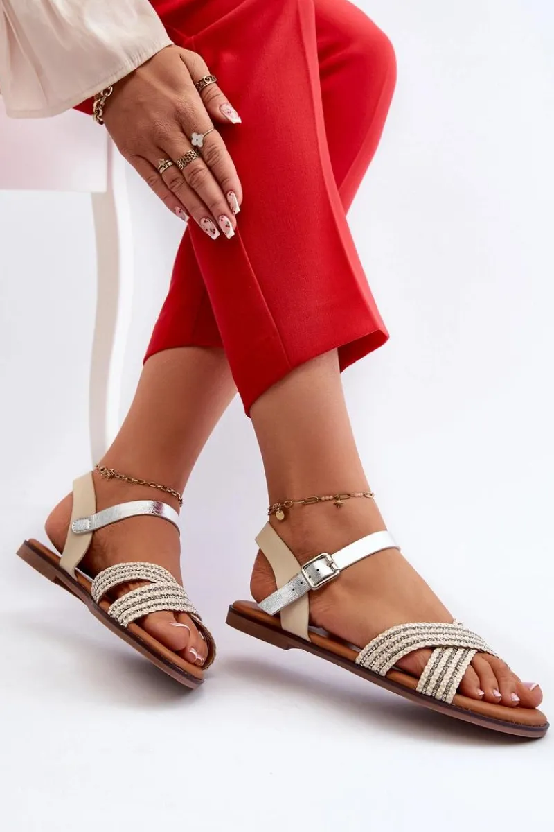 Sandały Płaskie>Damskie buty S.Barski Płaskie Sandały Damskie S.Barski MY923 Beżowe Beżowy