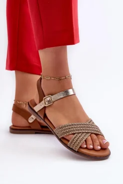 Sandały Płaskie><noscript><img width=