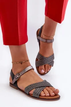 Outlet Damskie buty S.Barski Płaskie Sandały Damskie S.Barski MY923 Czarne Czarny