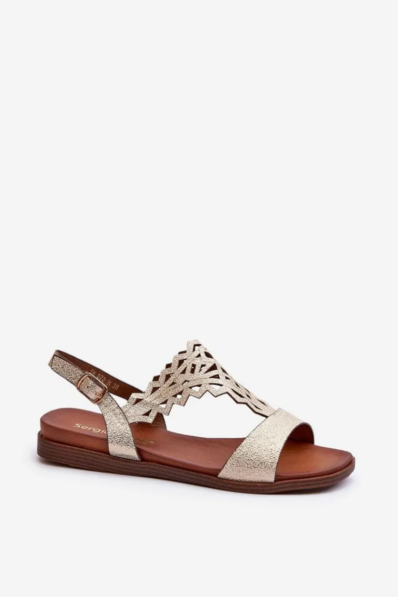 Sandały Płaskie>Buty Sergio Leone Płaskie Sandały Damskie Sergio Leone SK070H Złote