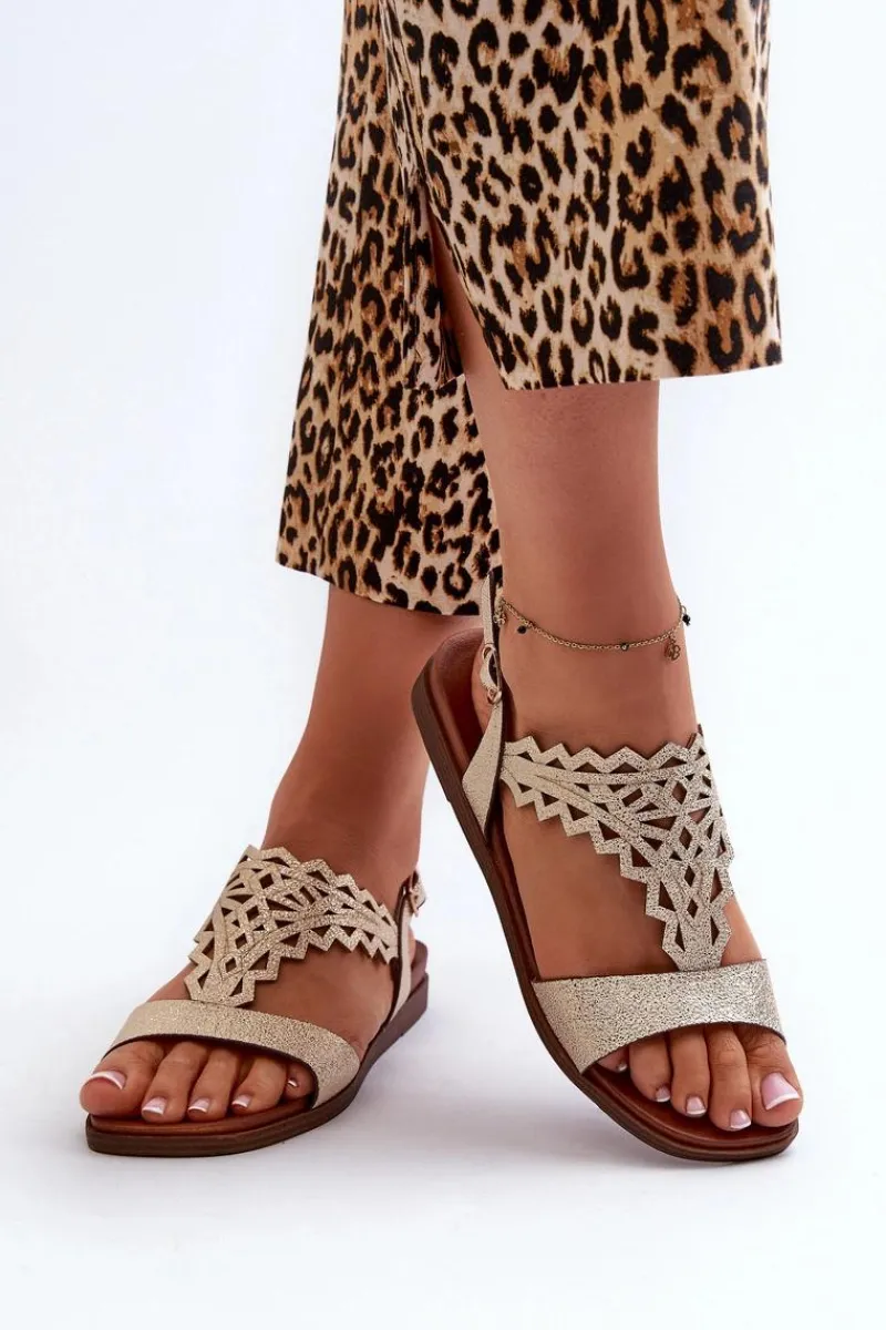 Sandały Płaskie>Buty Sergio Leone Płaskie Sandały Damskie Sergio Leone SK070H Złote