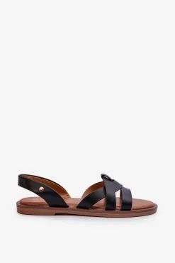 Discount Płaskie Sandały Damskie Z Eko Skóry Vinceza 17347 Czarne Damskie Sandały Płaskie