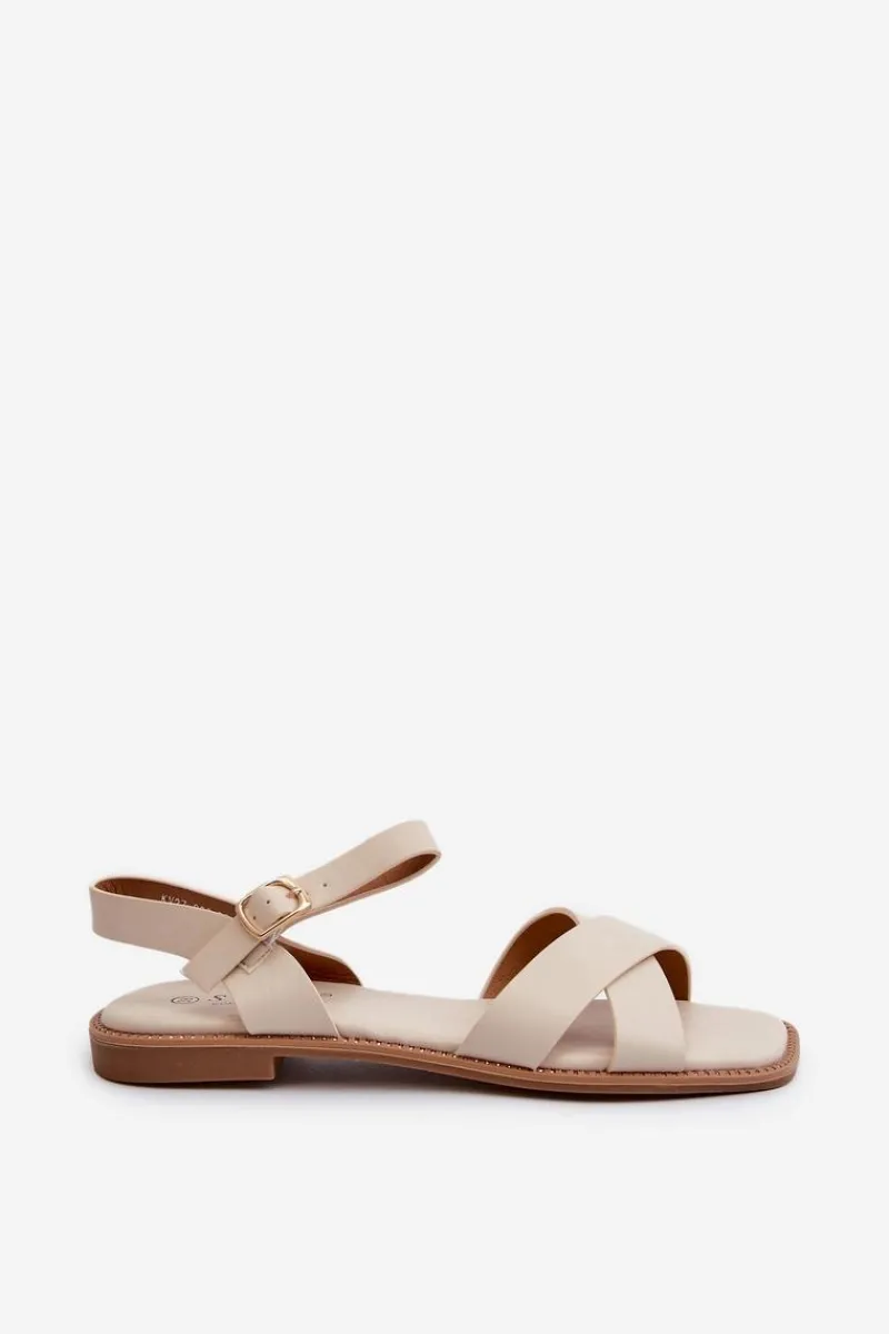 Damskie buty S.Barski Płaskie Sandały Damskie Z Eko Skóry S.Barski KV27-003 Beżowe Beżowy