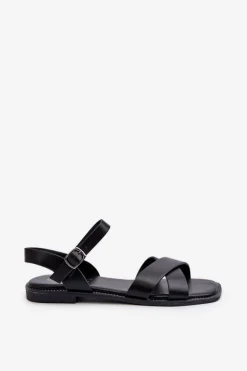 Sandały Płaskie></noscript>Damskie buty S.Barski Płaskie Sandały Damskie Z Eko Skóry S.Barski KV27-003 Czarne