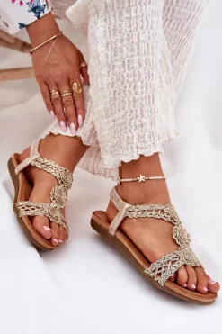 Sandały Płaskie><noscript><img width=