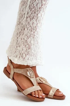 Sandały Płaskie><noscript><img width=