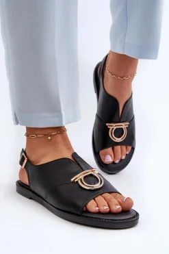 Sandały Płaskie><noscript><img width=