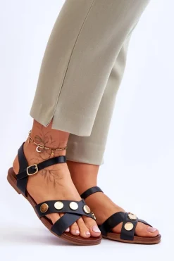 Damskie buty S.Barski Płaskie Sandały S.Barski KV-5541-35 Czarne