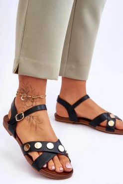 Damskie buty S.Barski Płaskie Sandały S.Barski KV-5541-35 Czarne