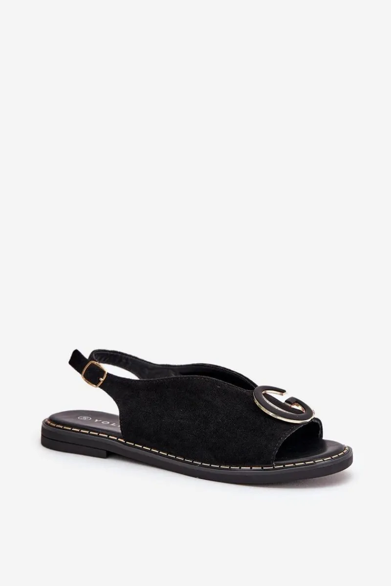 Sandały Płaskie>Boto Płaskie Sandały Z Ozdobą Czarne Haliones Czarny