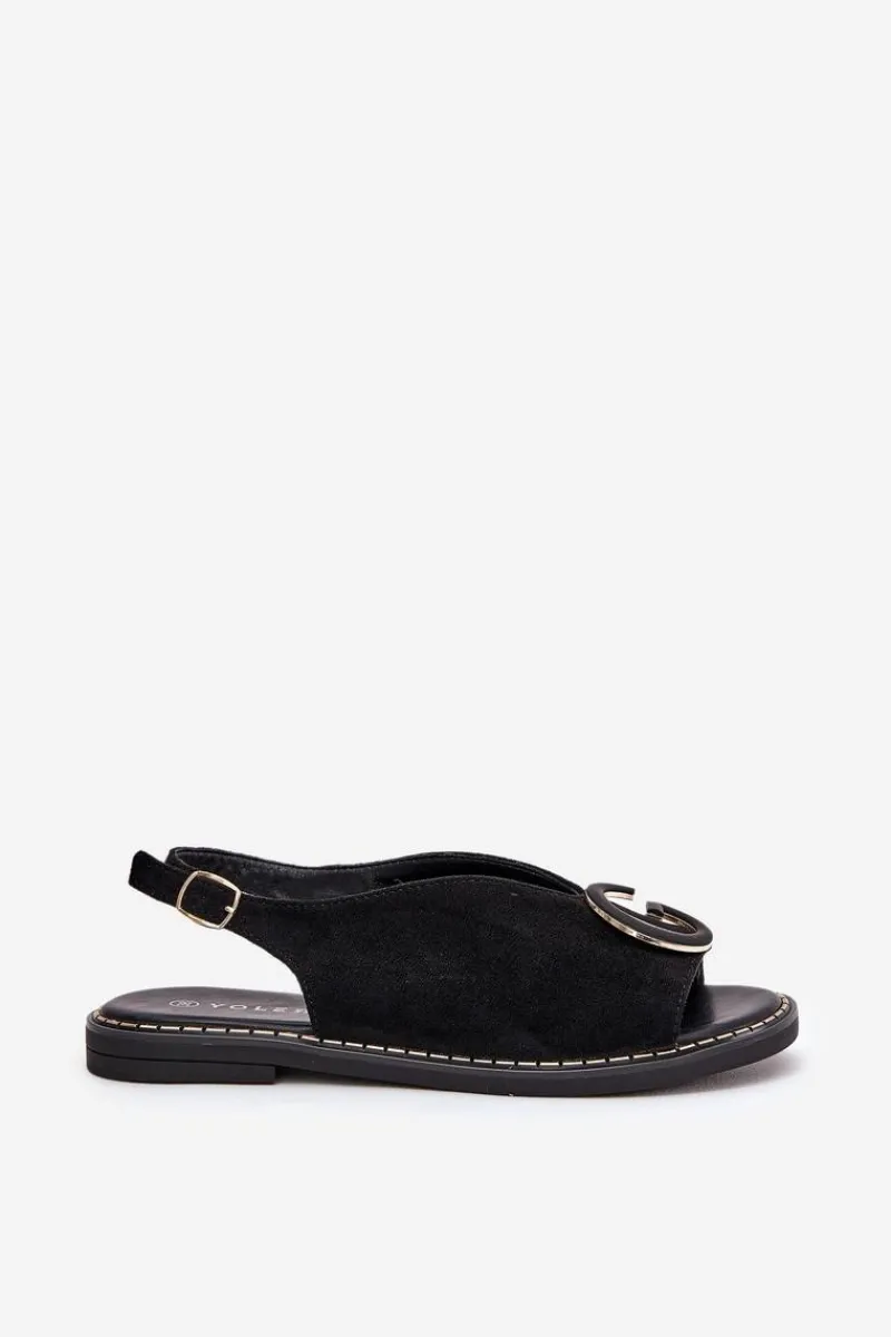 Sandały Płaskie>Boto Płaskie Sandały Z Ozdobą Czarne Haliones Czarny