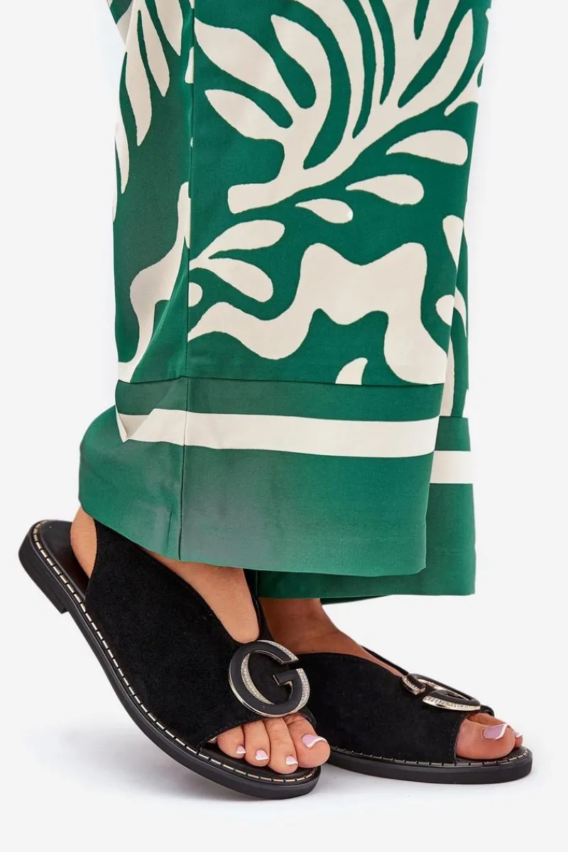 Sandały Płaskie>Boto Płaskie Sandały Z Ozdobą Czarne Haliones Czarny