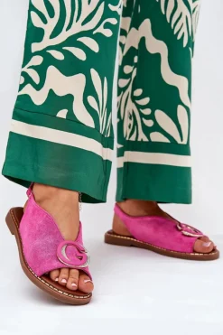 Sandały Płaskie>Boto Płaskie Sandały Z Ozdobą Różowe Haliones Różowy