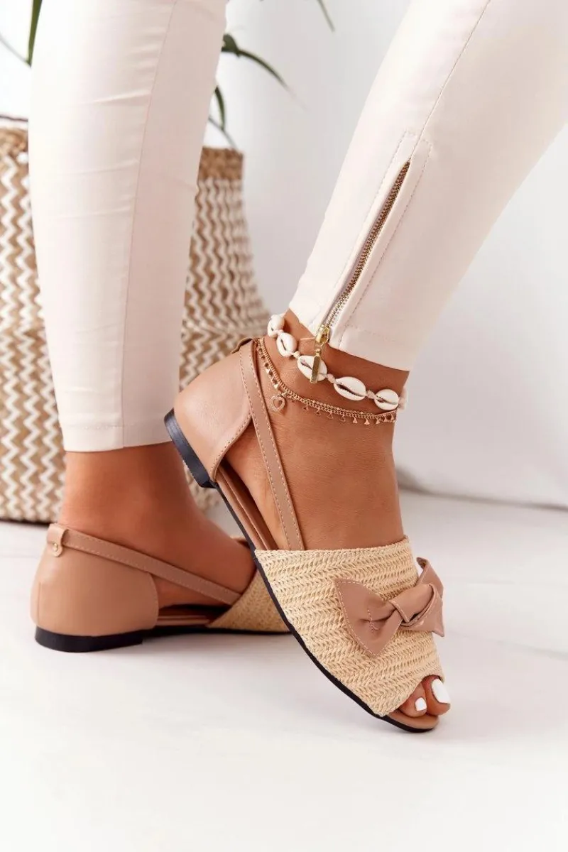 Hot Boto Płaskie Sandały Z Plecionką Lu Boo Beżowe