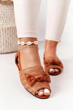 Sandały Płaskie>Boto Płaskie Sandały Z Plecionką Lu Boo Camel