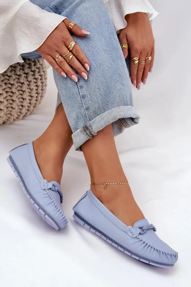 Płaskie Skórzane Mokasyny Z Ozdobą S.Barski LR51-547 e Damskie Loafersy Damskie|Mokasyny Damskie Skórzane