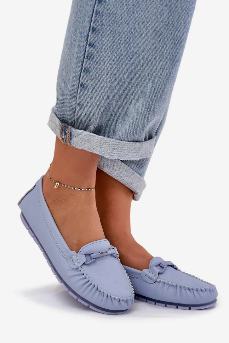 Płaskie Skórzane Mokasyny Z Ozdobą S.Barski LR51-547 e Damskie Loafersy Damskie|Mokasyny Damskie Skórzane