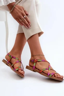 Sandały Płaskie><noscript><img width=