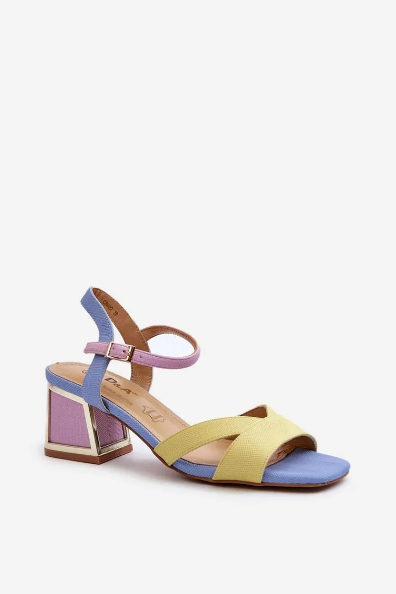 Sandały Na Obcasie>Damskie buty S.Barski Pastelowe Sandały Damskie Na Obcasie D&A CR482 Żółte