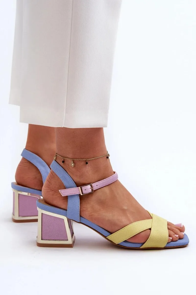 Sandały Na Obcasie>Damskie buty S.Barski Pastelowe Sandały Damskie Na Obcasie D&A CR482 Żółte