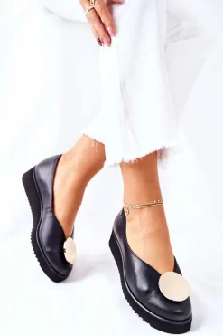 Discount Maciejka Półbuty Baleriny Na Platformie Czarne 5315B-01