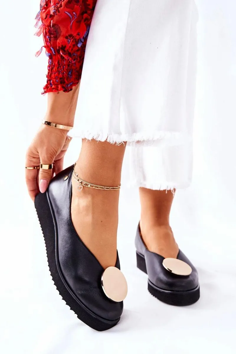 Discount Maciejka Półbuty Baleriny Na Platformie Czarne 5315B-01