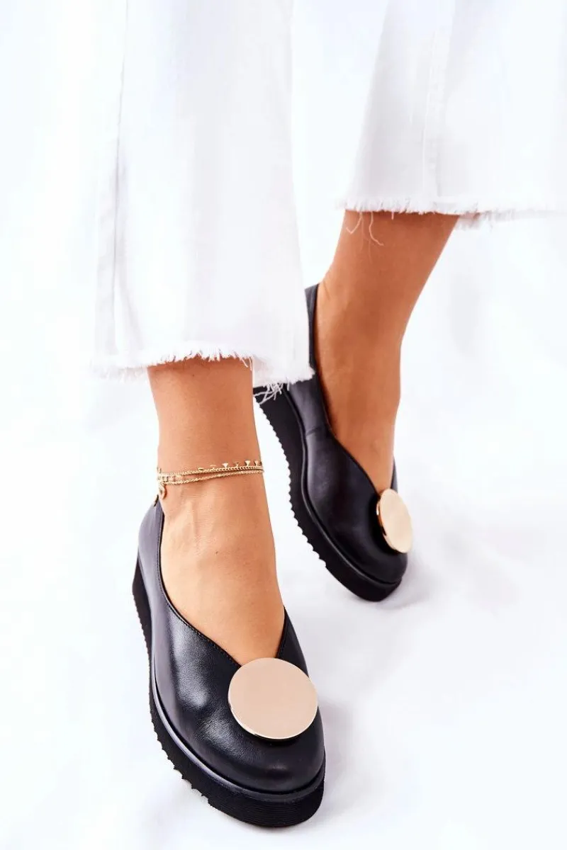 Discount Maciejka Półbuty Baleriny Na Platformie Czarne 5315B-01