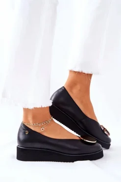Discount Maciejka Półbuty Baleriny Na Platformie Czarne 5315B-01