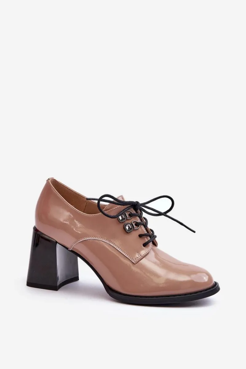 New Buty damskie Vinceza Półbuty Damskie Lakierowane Na Słupku Beżowe Nelione Beżowy