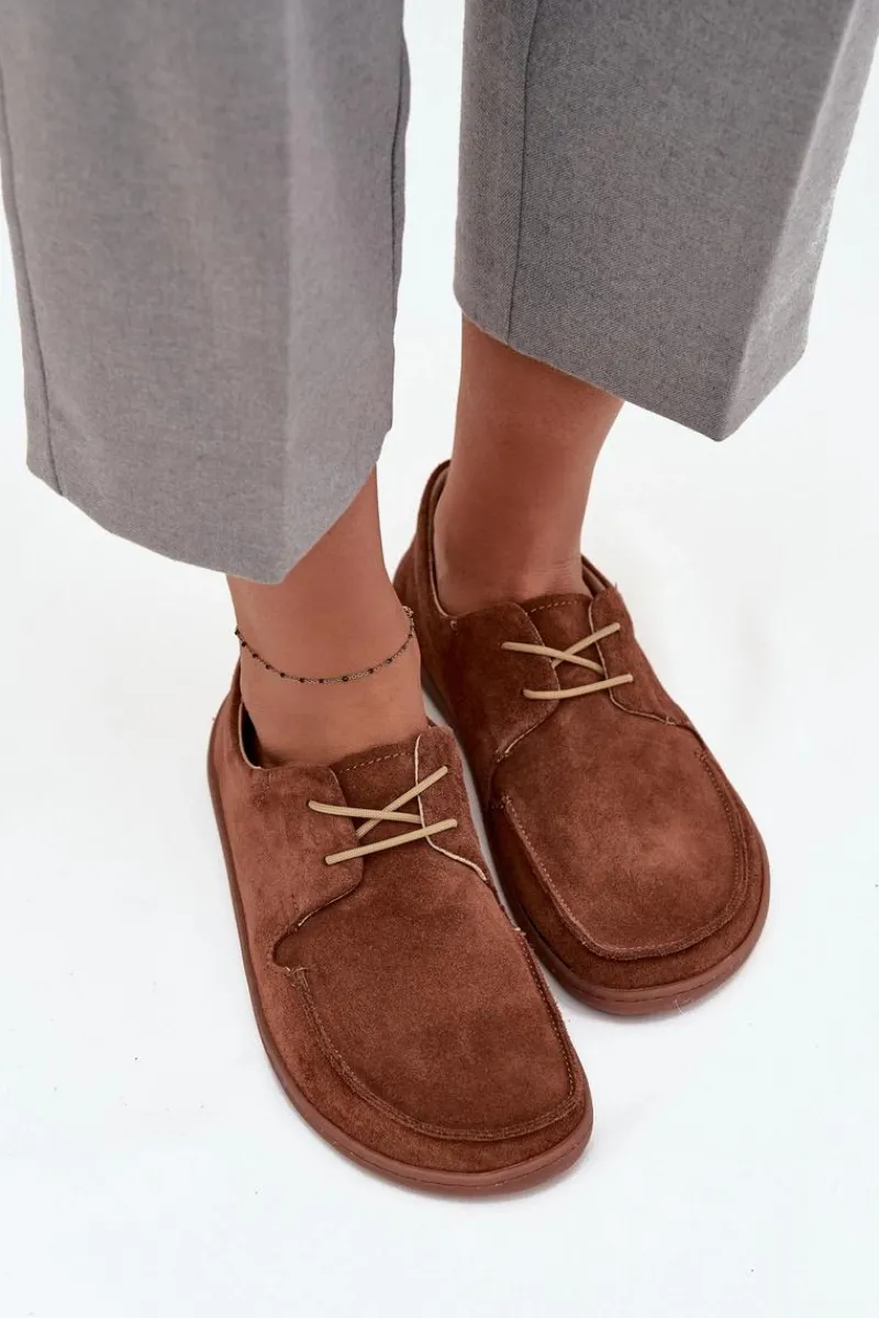 Sale Zazoo Półbuty Damskie Typu Barefoot Z Naturalnego Zamszu 327 Brązowe Brązowy