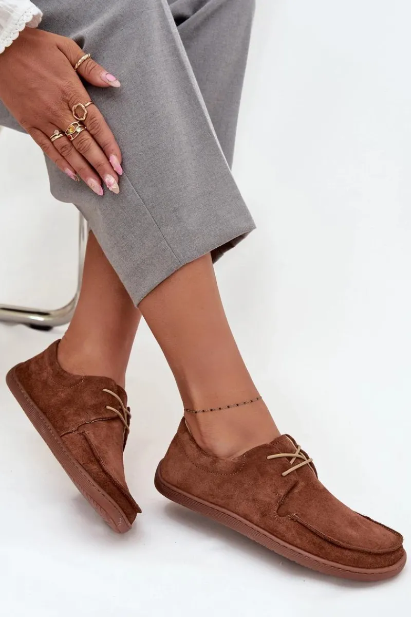 Sale Zazoo Półbuty Damskie Typu Barefoot Z Naturalnego Zamszu 327 Brązowe Brązowy