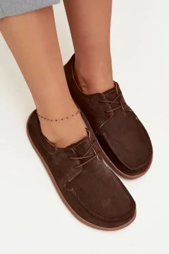 Discount Półbuty Damskie Typu Barefoot Z Naturalnego Zamszu 327 Czekoladowe Damskie Półbuty Skórzane|Barefoot