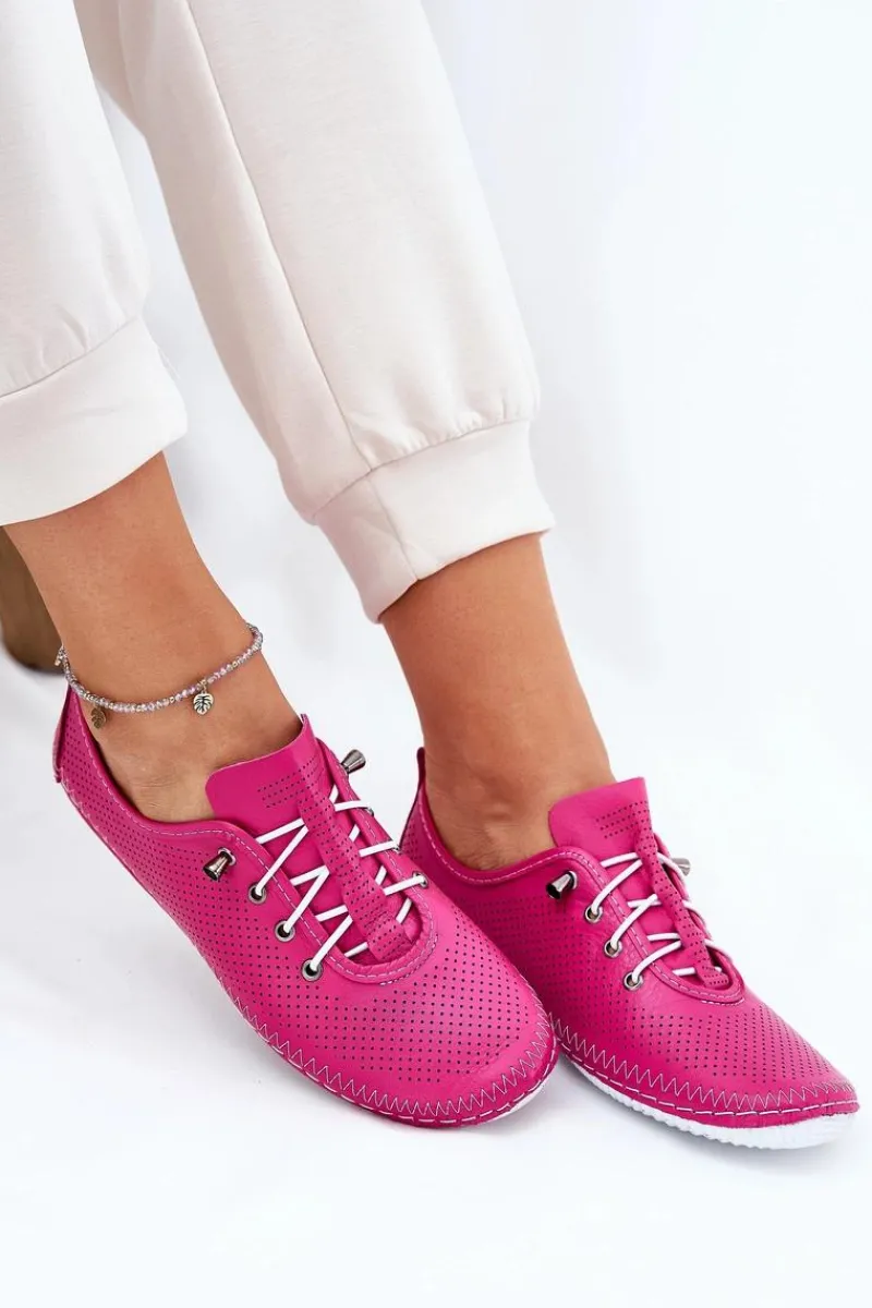 Półbuty Skórzane>Artiker Półbuty Damskie Ze Skóry Naturalnej 54C0830 Różowe Różowy