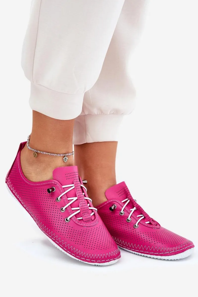 Półbuty Skórzane>Artiker Półbuty Damskie Ze Skóry Naturalnej 54C0830 Różowe Różowy